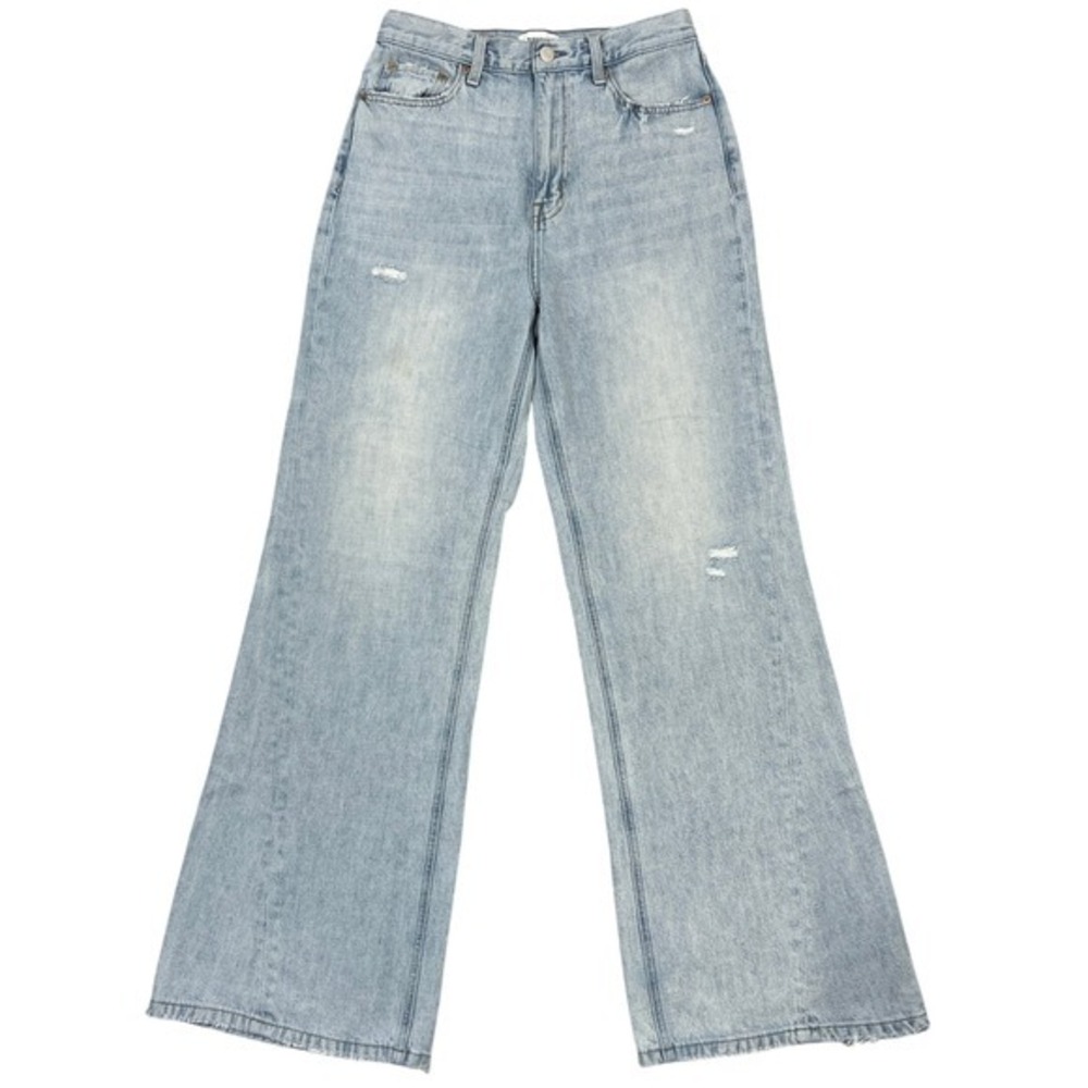 Pistola Ruby High Rise Palazzo Wide-Leg ‎ Flare Jeans 27" Light Wash Distressed
